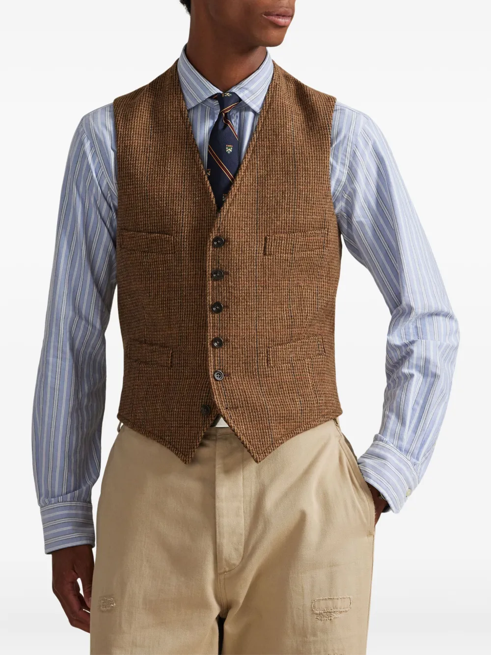 Polo Ralph Lauren Gilet met pied-de-poule print Bruin