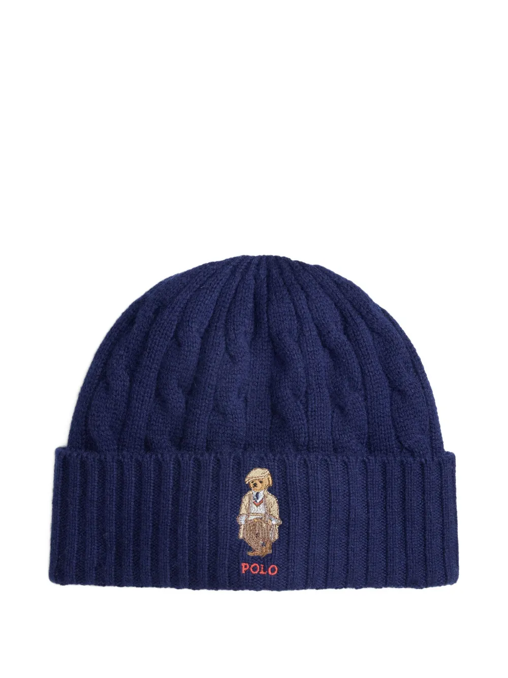 Polo Ralph Lauren cable-knit bear-embroidered beanie | Blue | Image 1