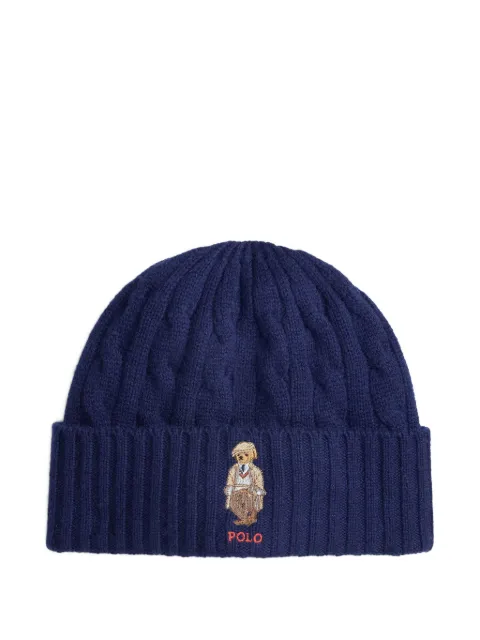 Polo Ralph Lauren cable-knit bear-embroidered beanie