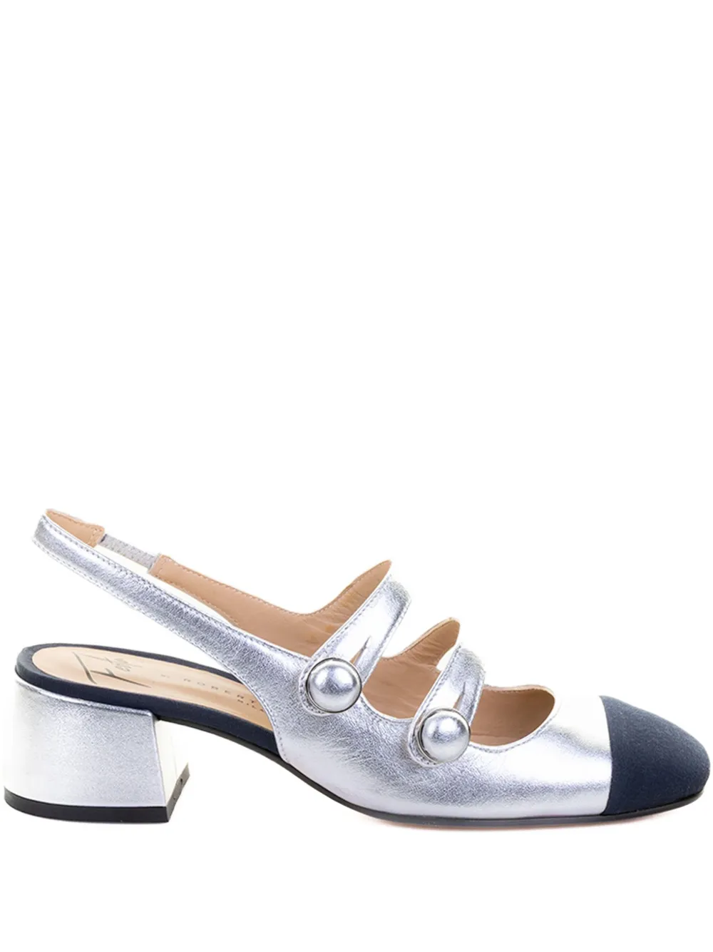 Roberto Festa Chanel Slingback Double Leather Strap In Silver