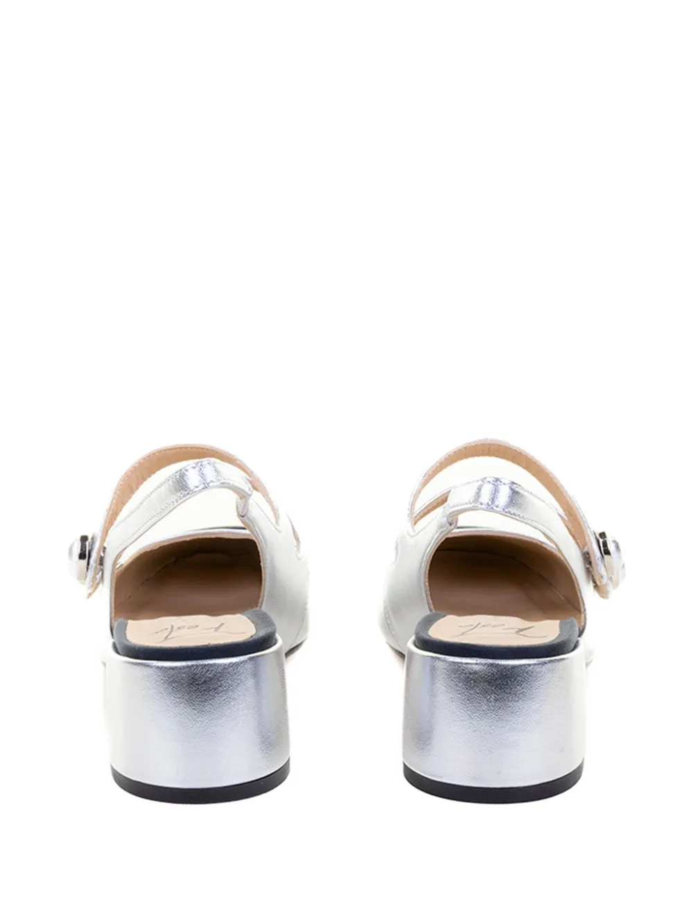 Roberto Festa Chanel Slingback Double Leather Strap In Silver