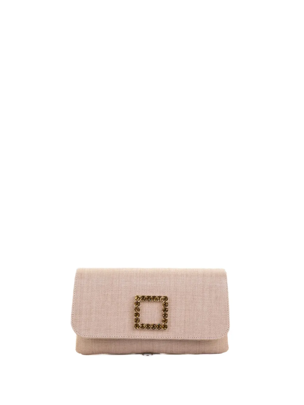 Roberto Festa crystal-embellished tweed clutch bag - Beige