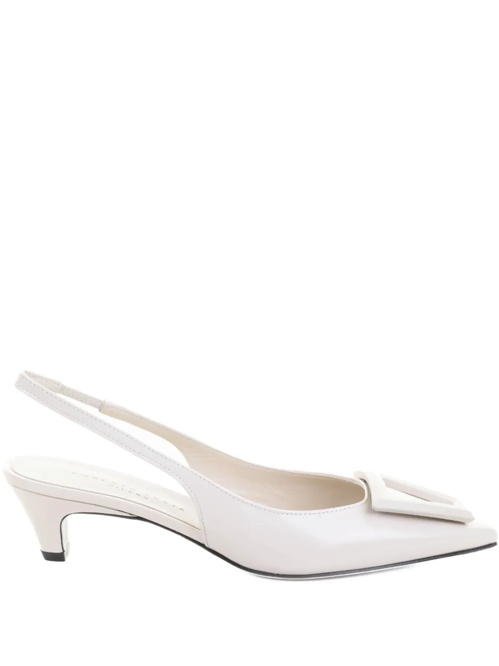 Roberto Festa Pointed Slingback Pump In Brushed Stone In White