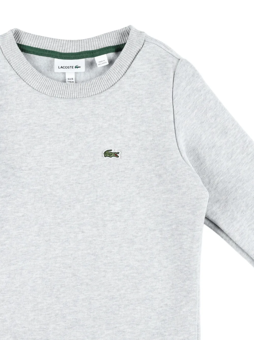 Lacoste Crew-neck Fleece Sweatshirt In Gray