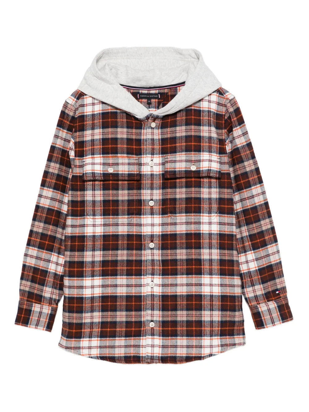 Tommy Hilfiger Junior Kids' Checked Hooded Shirt In Multi