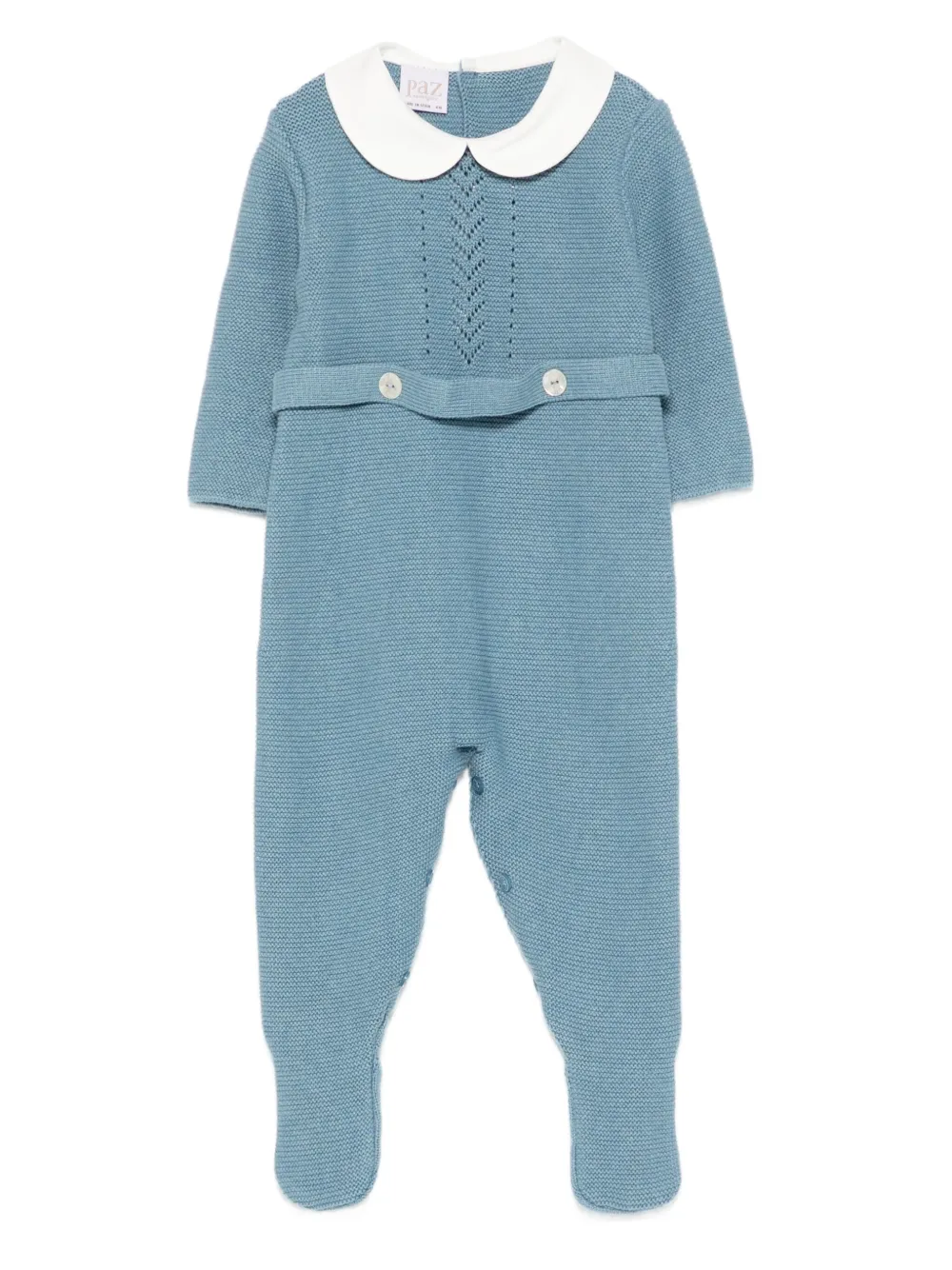 Paz Rodriguez Peter Pan Collar Knitted Jumpsuit In Blue
