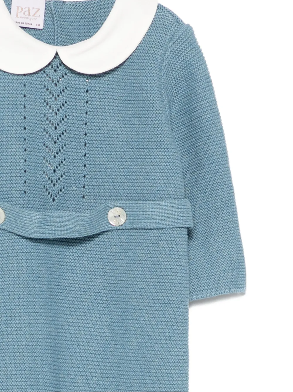 Paz Rodriguez Peter Pan Collar Knitted Jumpsuit In Blue