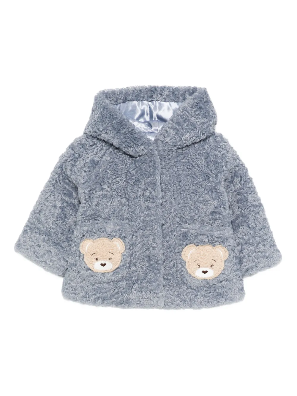 Monnalisa Babies' Teddy Bear Hooded Coat In Blue