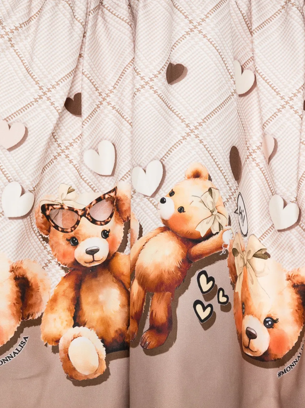 Monnalisa Jurk met Peter Pan-kraag en teddyprint Wit