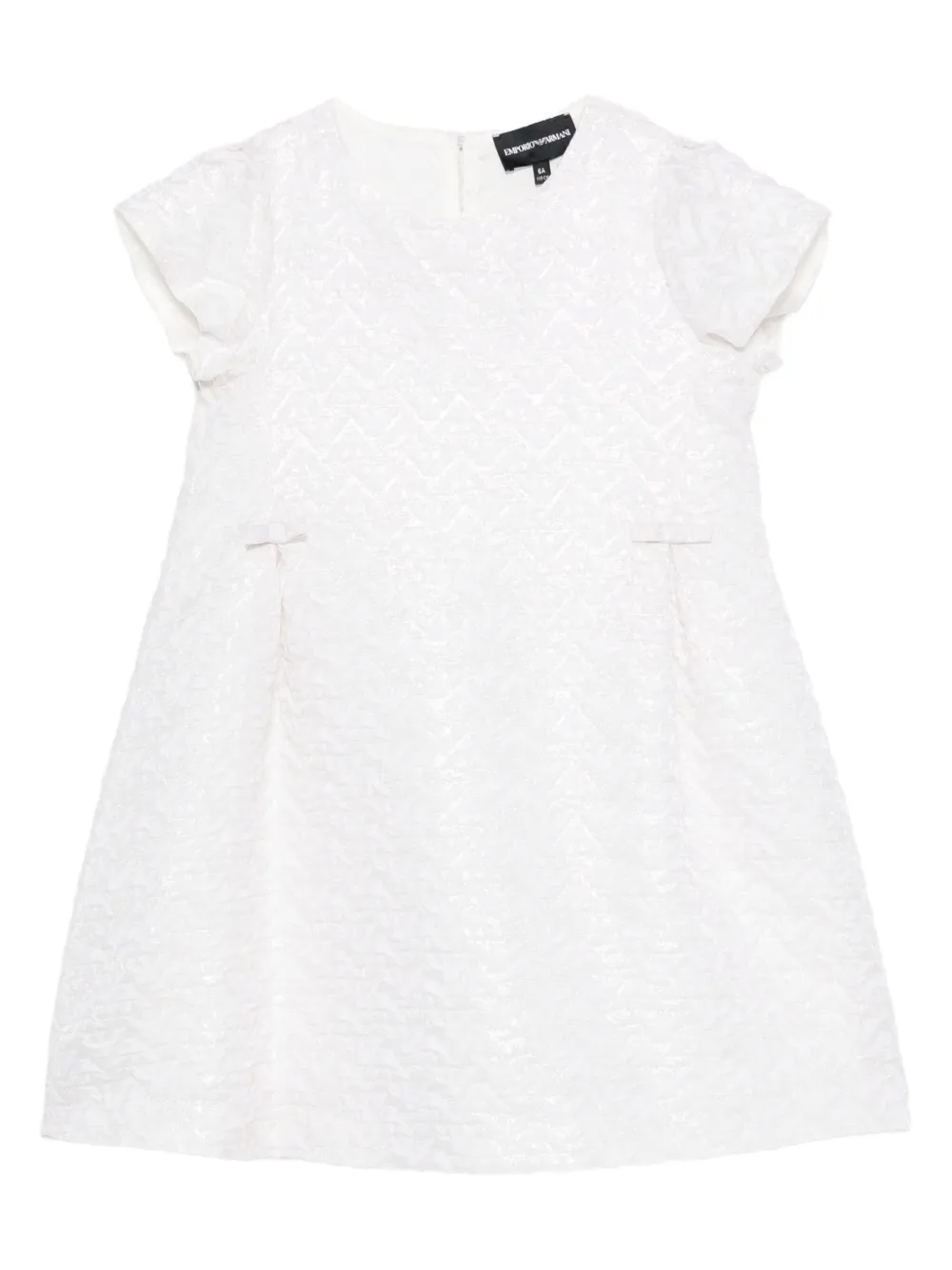 Emporio Armani Textured Bow-detail Dress In White