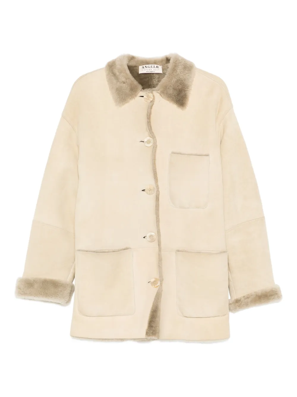 Pre-owned A.n.g.e.l.o. Vintage Cult 1990s Faux-fur Trimmed Coat In Neutral