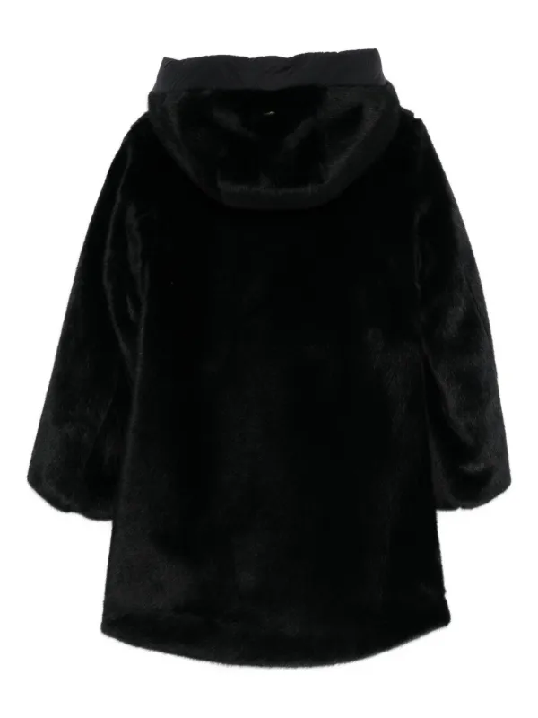 Herno Kids フーデッド エコファーコート | ブラック | FARFETCH JP