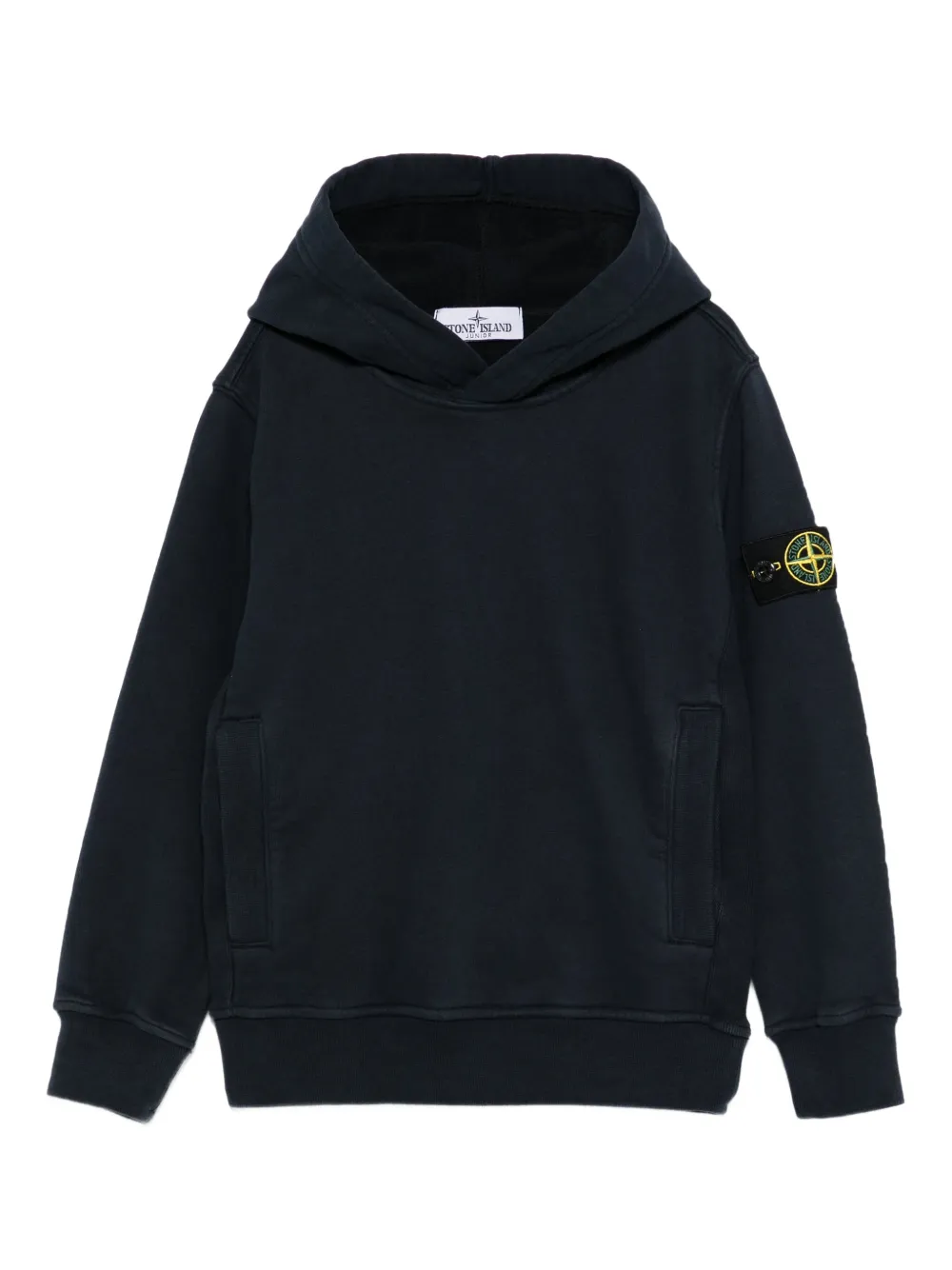 Stone Island Junior logo-patch cotton hoodie - ブルー Stone Island Junior logo-patch cotton hoodie - ブルー