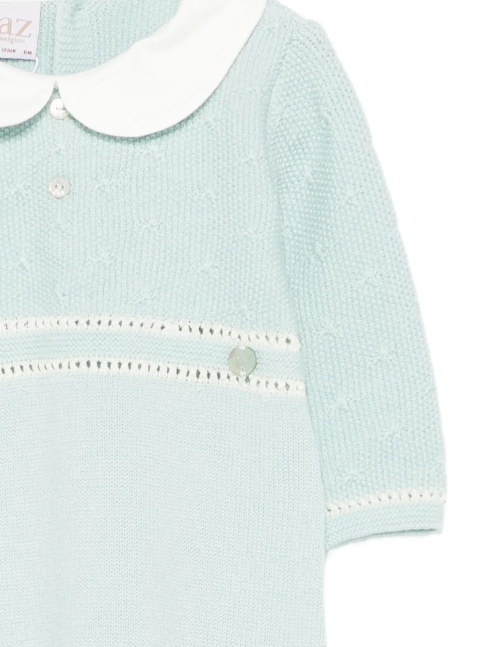Paz Rodriguez Peter Pan Collar Knitted Babygrow In Blue