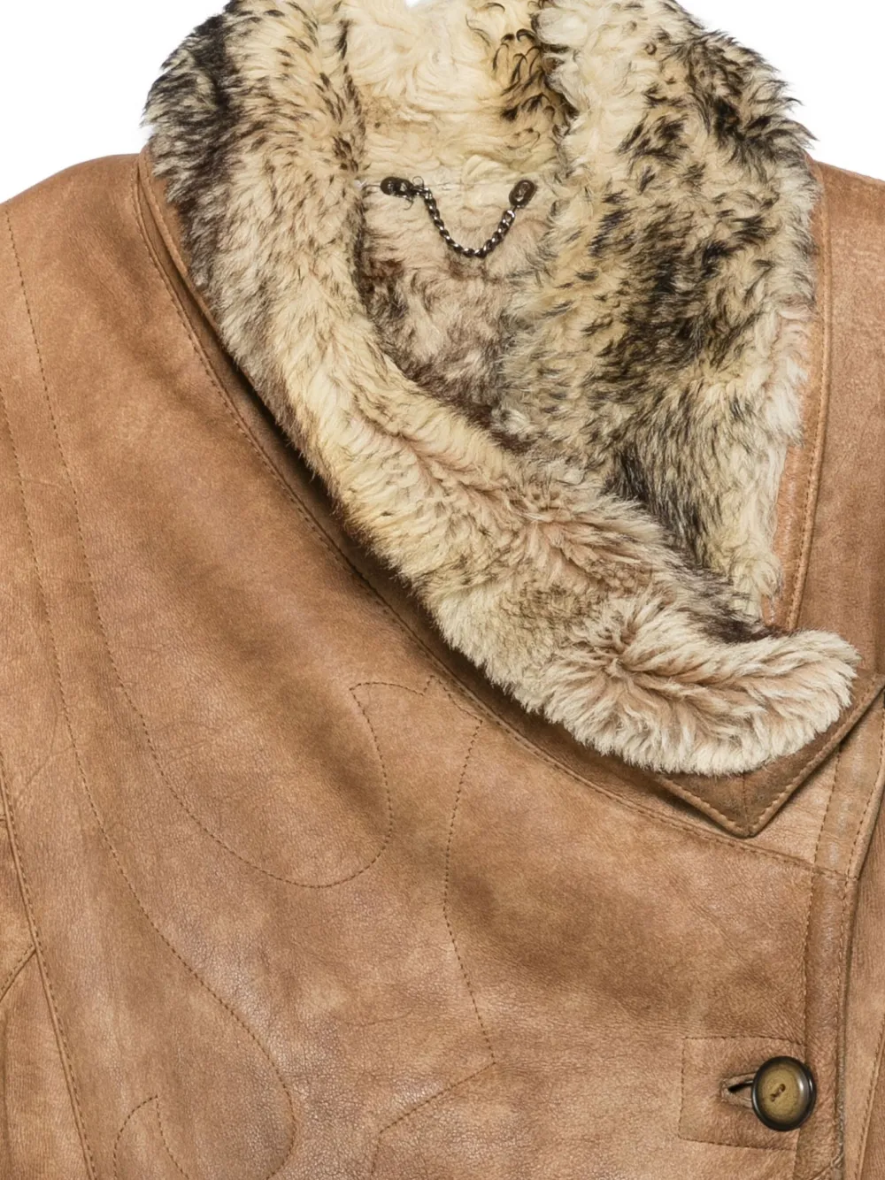 Pre-owned A.n.g.e.l.o. Vintage Cult 1980s Fur-trim Coat In Brown