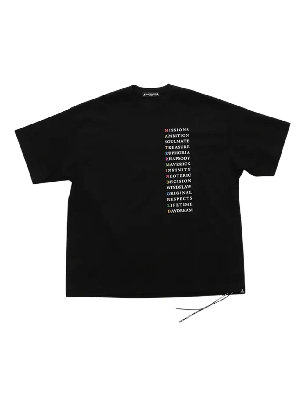 Mastermind Japan drawstring graphic T-shirt | Black | Image 1