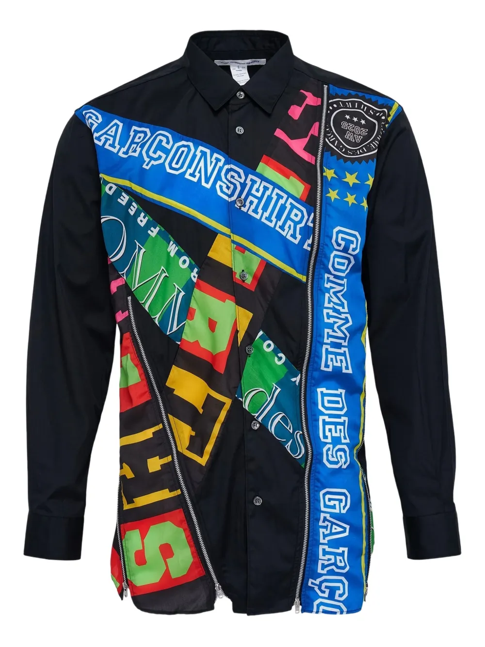 Comme Des Garçons Shirt letter-print zip-embellished shirt – Black