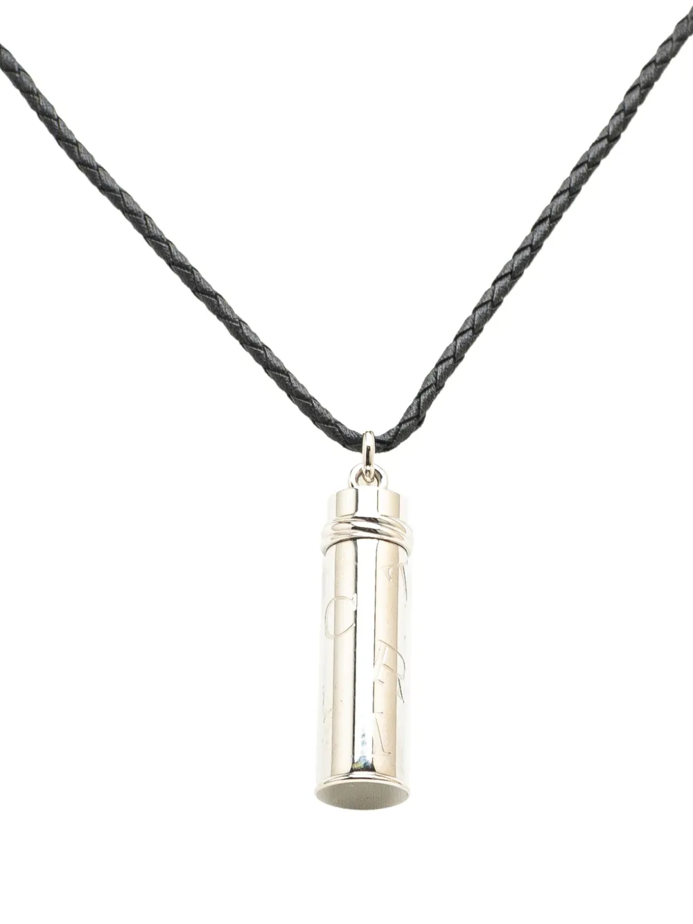 Cartier 2000-2015 Silver Plated Logo Pill Case Pendant Necklace Cartier 2000-2015 Silver Plated Logo Pill Case Pendant Necklace