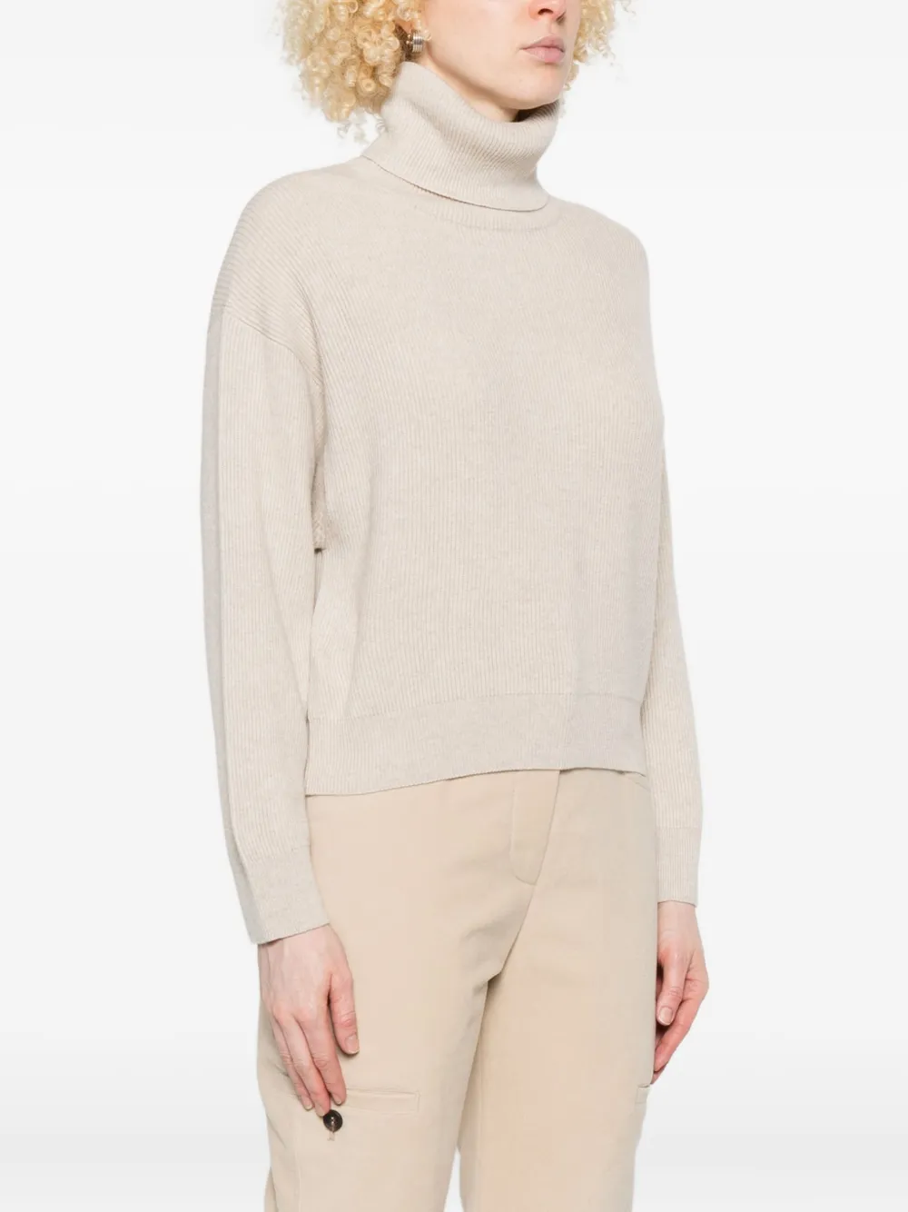 Brunello Cucinelli Turtleneck Sweater In Animal Print