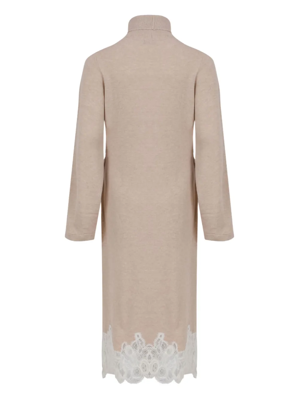Fabiana Filippi roll-neck lace-trim dress - Beige