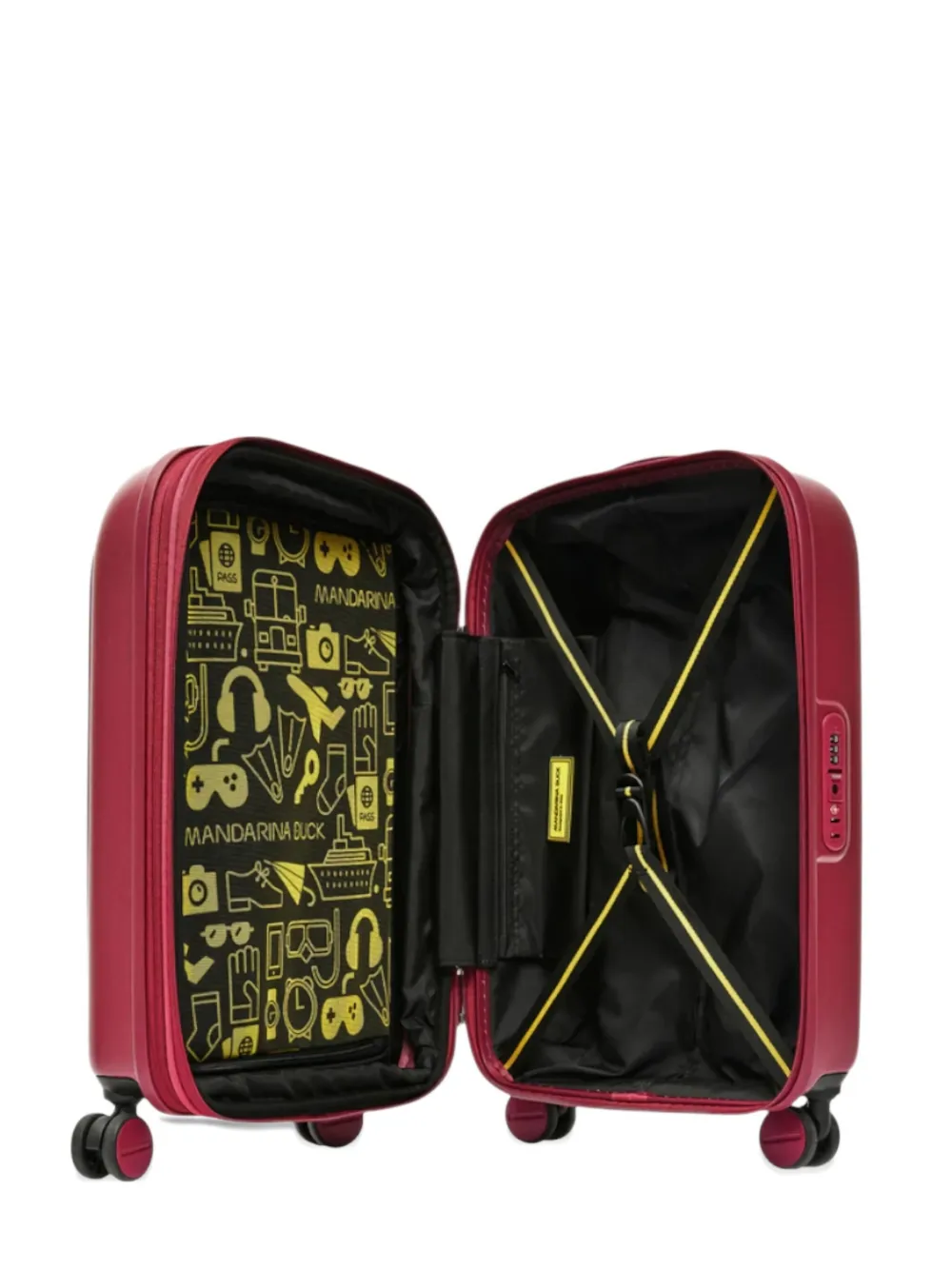 Mandarina Duck Logoduck Ribbed Trolley Suitcase In Red