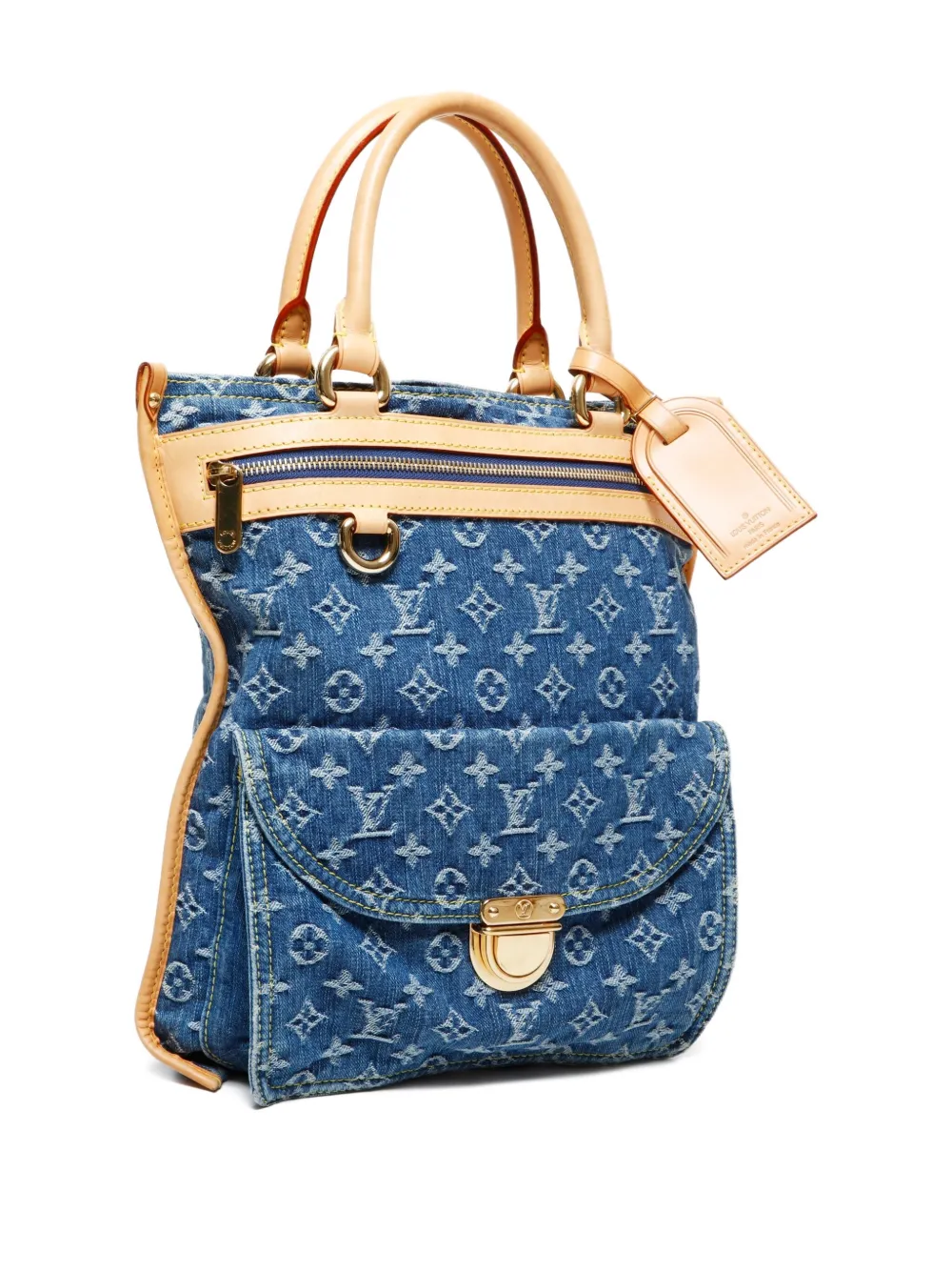 Pre-owned Louis Vuitton 2005 Monogram Denim Tote Bag In Blue