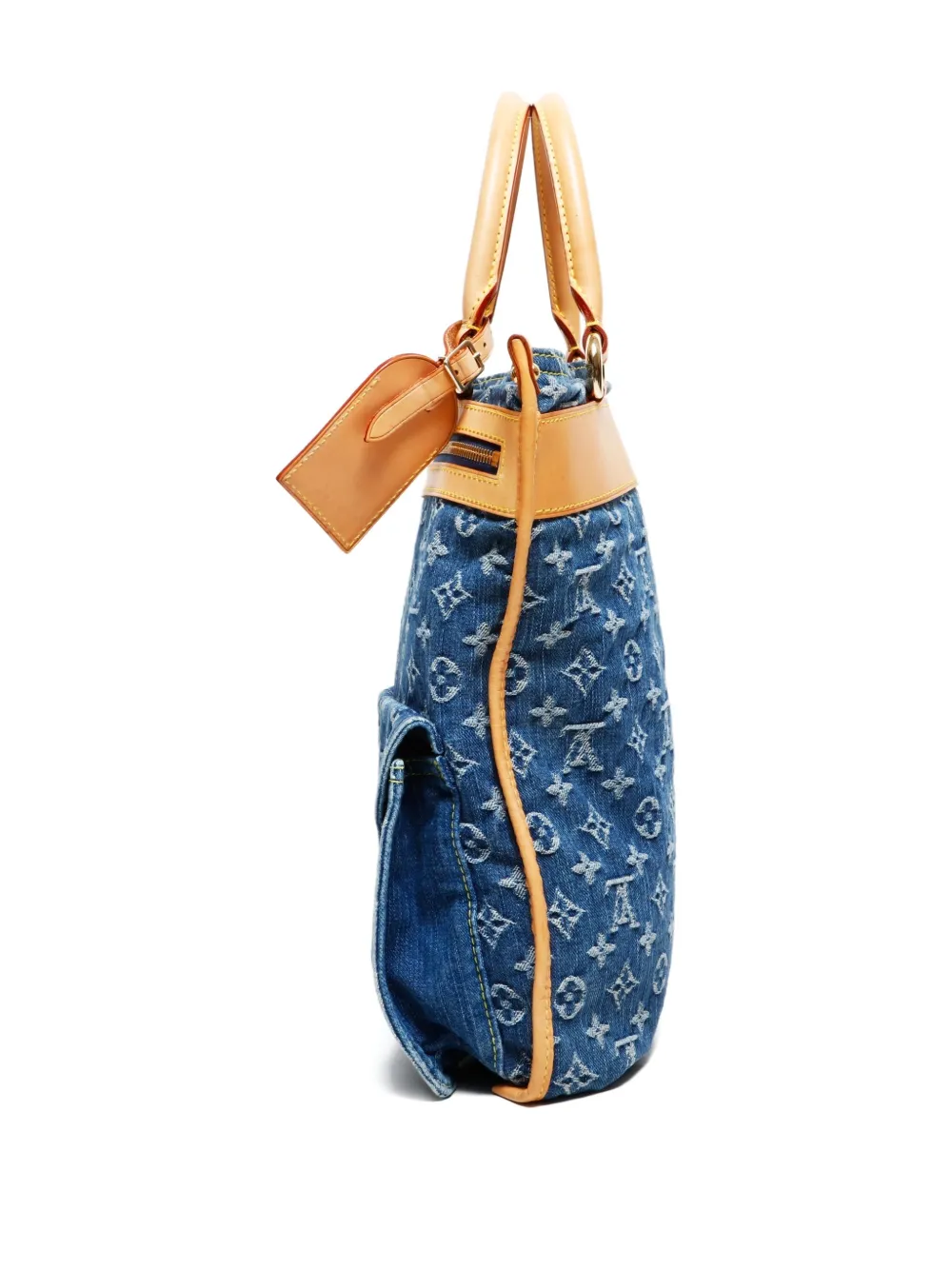 Pre-owned Louis Vuitton 2005 Monogram Denim Tote Bag In Blue