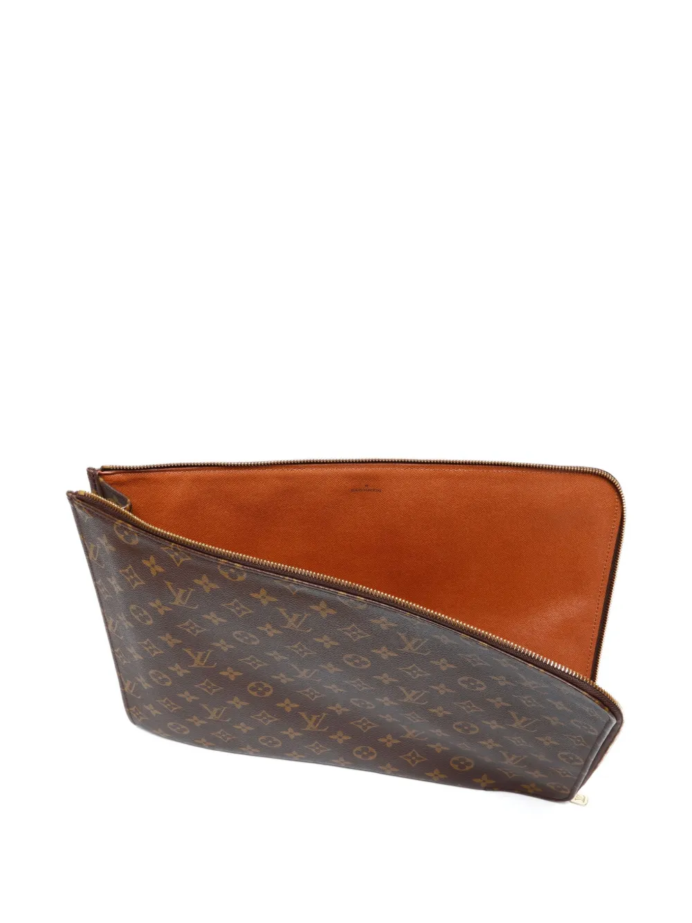 Pre-owned Louis Vuitton 1990s Monogram Posh Documan Clutch Bag In Brown