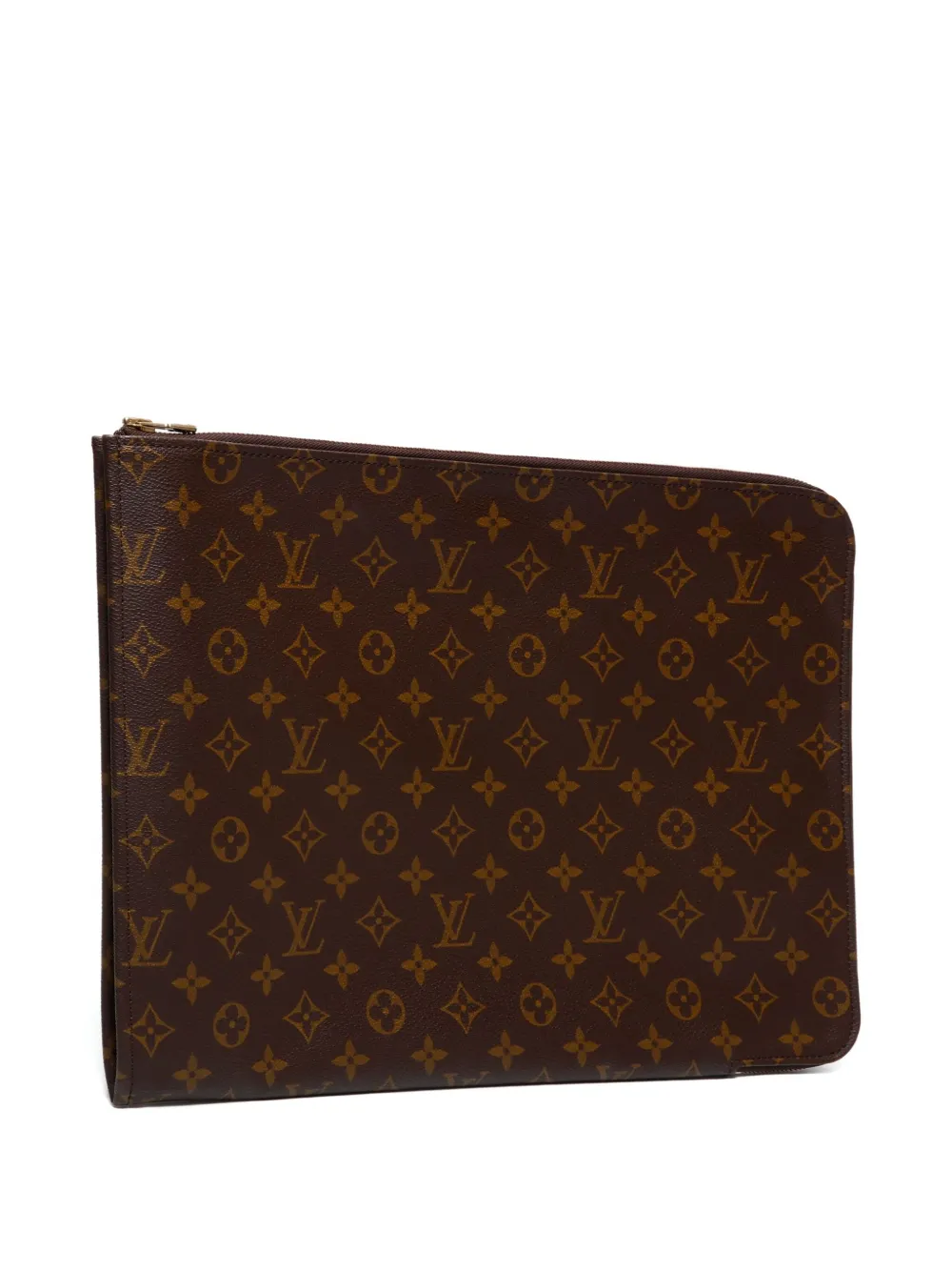 Pre-owned Louis Vuitton 1990s Monogram Posh Documan Clutch Bag In Brown