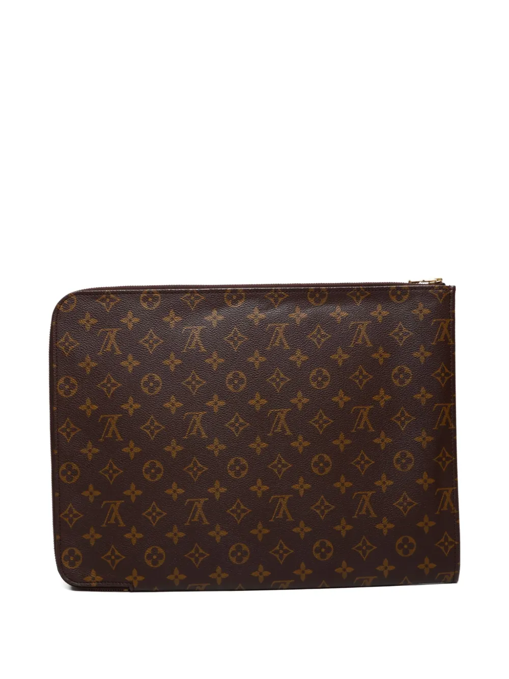 Pre-owned Louis Vuitton 1990s Monogram Posh Documan Clutch Bag In Brown