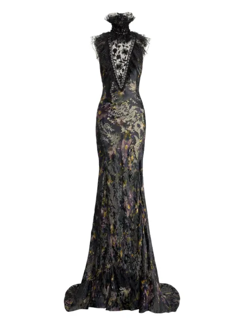 Ralph Lauren Collection floral-print ruffled high-neck maxi dress