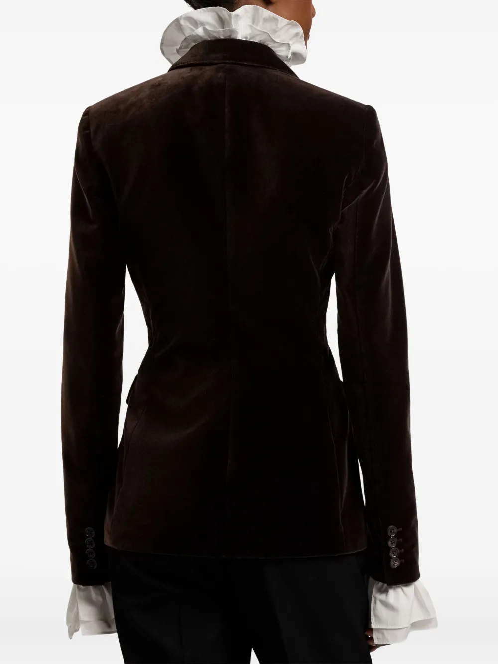 Ralph Lauren Collection Fluwelen blazer met ruches Bruin