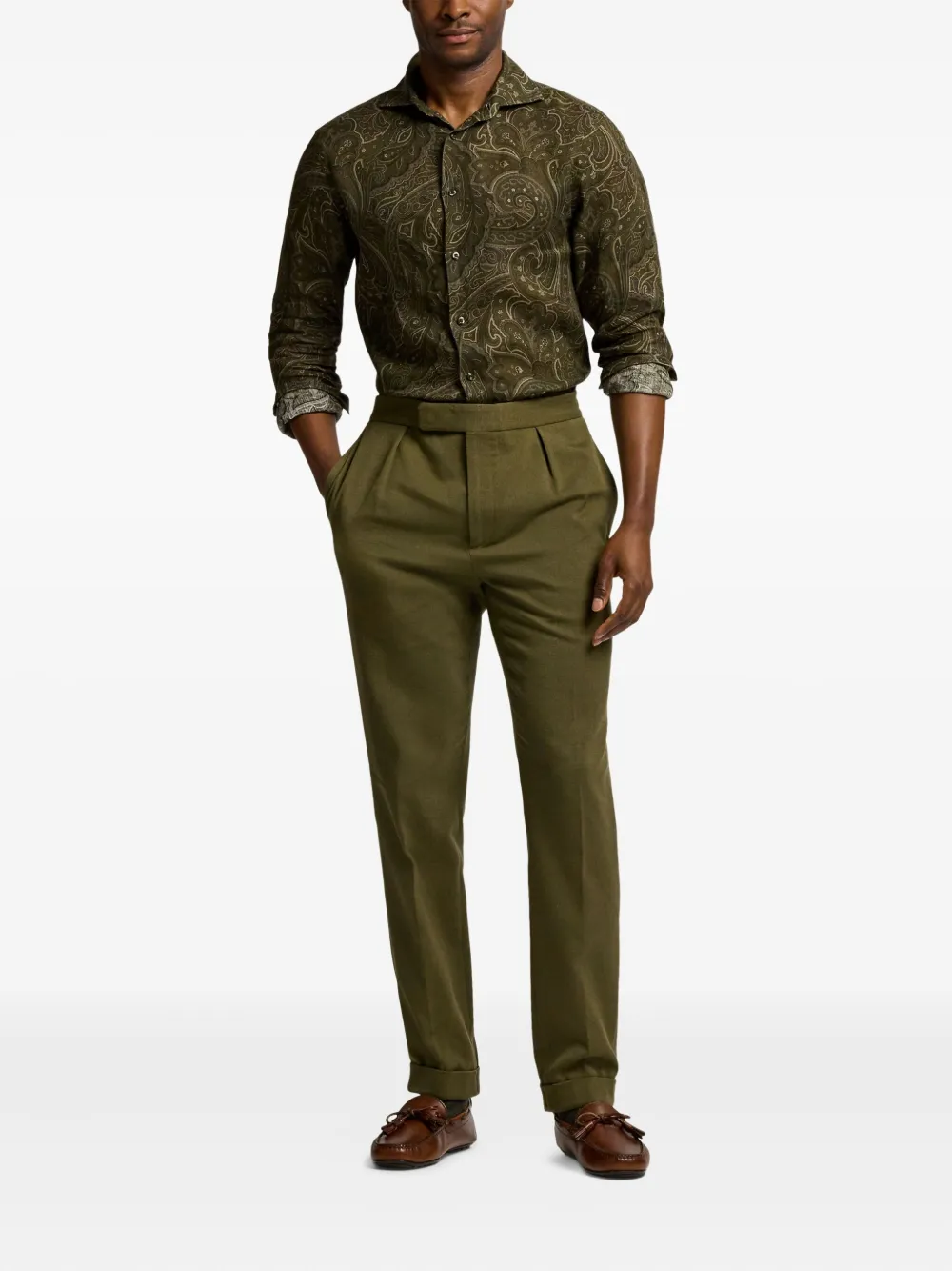 Ralph Lauren Purple Label paisley-print long-sleeved shirt - Groen