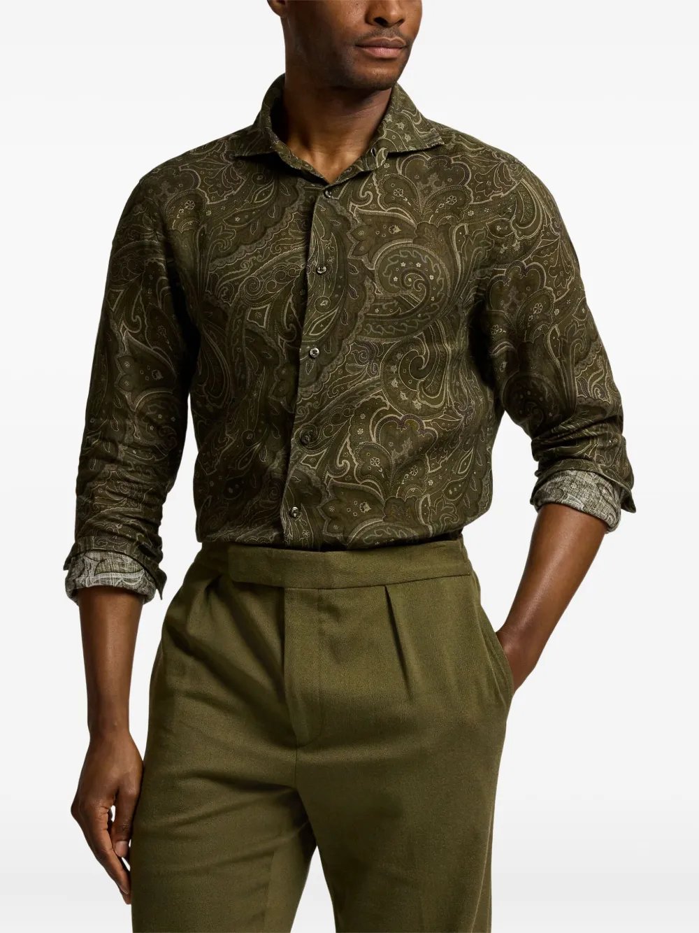 Ralph Lauren Purple Label Overhemd met paisley-print Groen