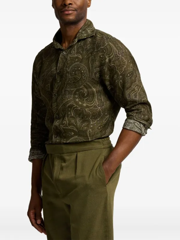 Ralph Lauren Purple Label paisley-print long-sleeved Shirt | Green