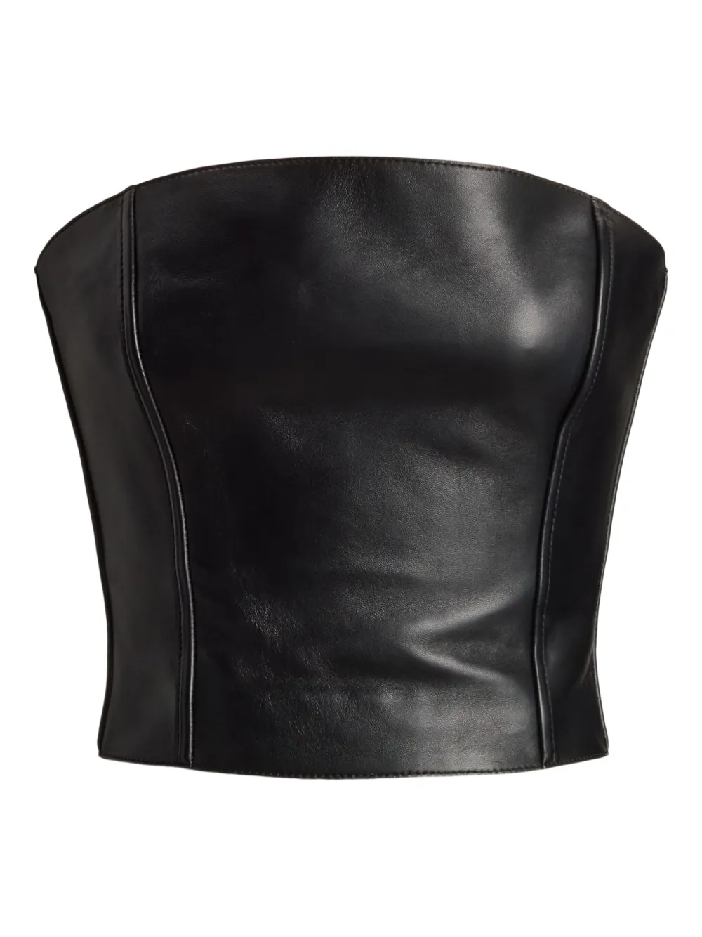 Ralph Lauren Collection ストラップレス レザートップ - ブラック Ralph Lauren Collection ストラップレス レザートップ - ブラック