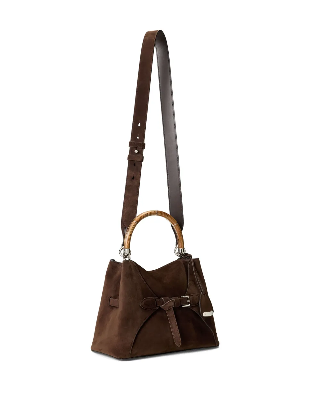 Ralph Lauren The Ralph Calf-suede Top Handle In Brown