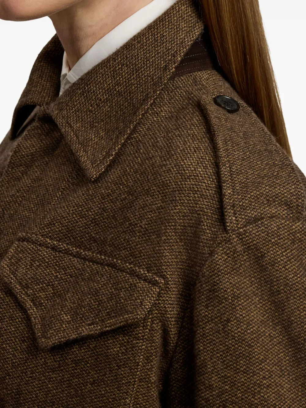 Ralph Lauren Belted Flap-pocket Jacket In Brown