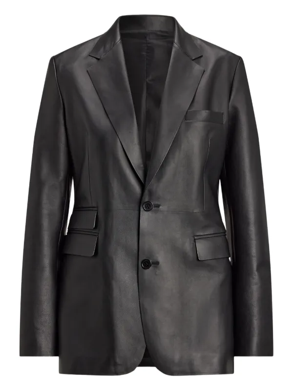 Ralph Lauren Collection Single-breasted Leather Blazer in Black