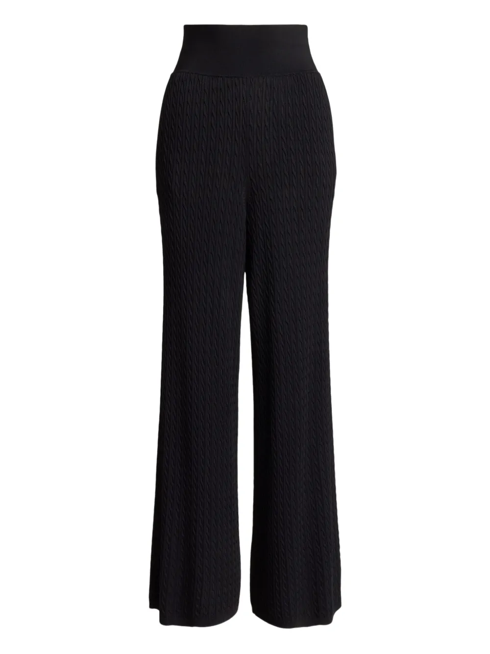 Polo Ralph Lauren Cable Knit Wide Leg Pants In Black