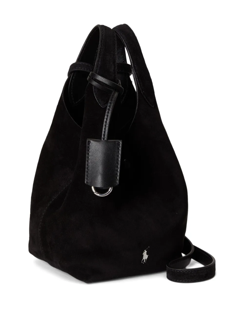 Polo Ralph Lauren Suede Satchel Bag In Black