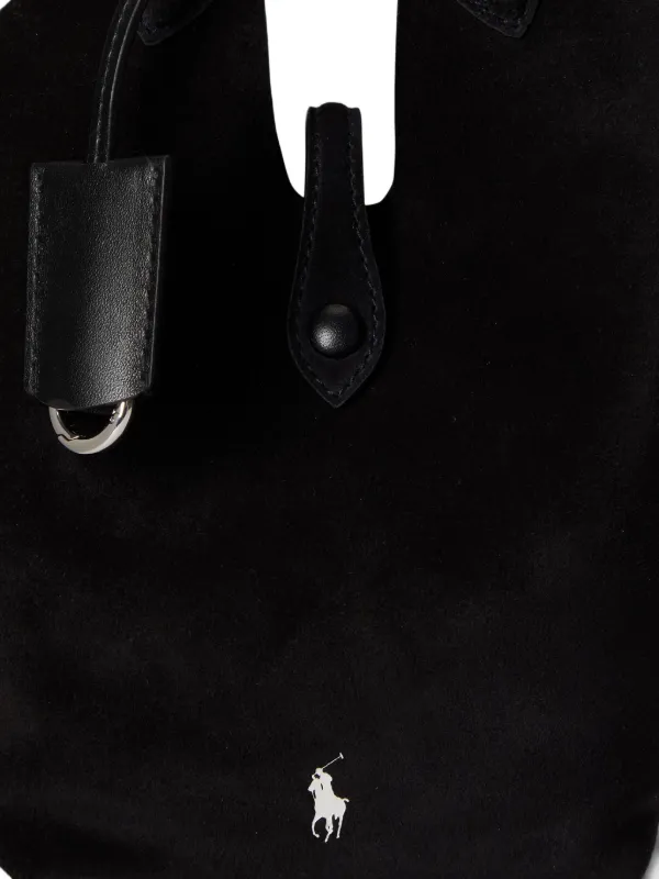 Polo Ralph Lauren Polo Play Suede Satchel Bag | Black | FARFETCH