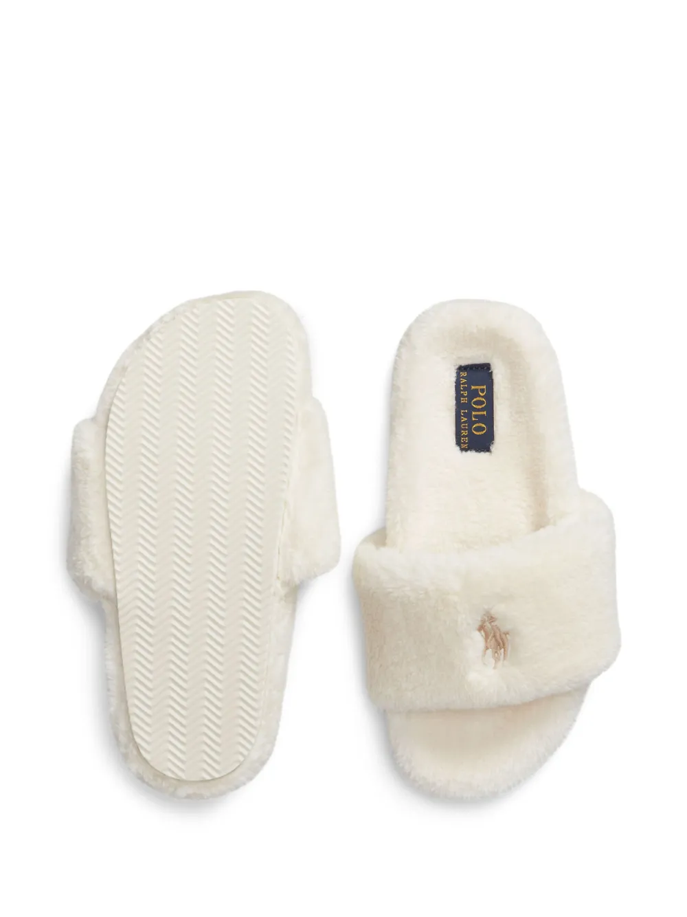 Polo Ralph Lauren Slippers met geborduurd logo Wit