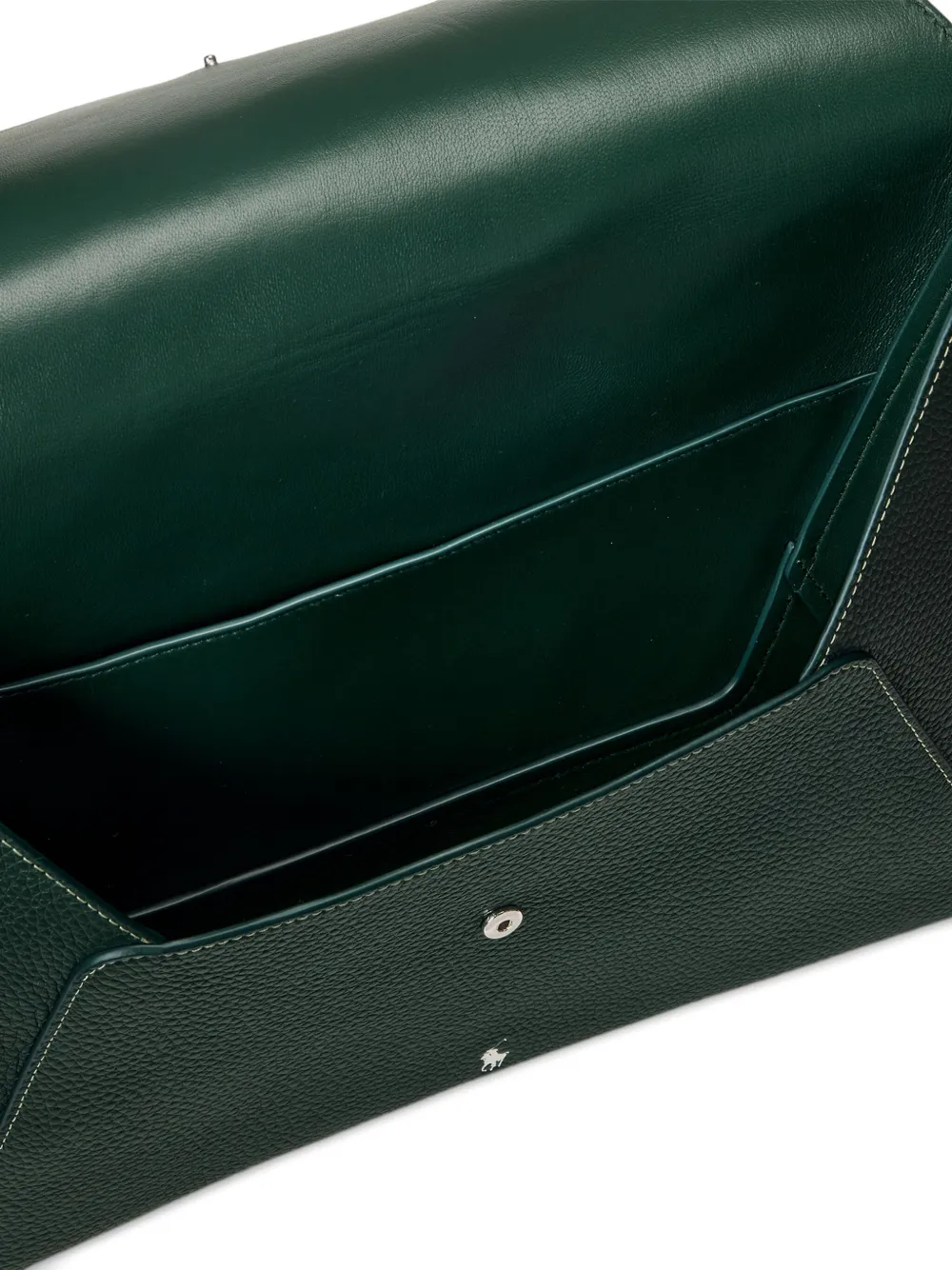 Polo Ralph Lauren Envelope-flap Leather Portfolio Bag In Green