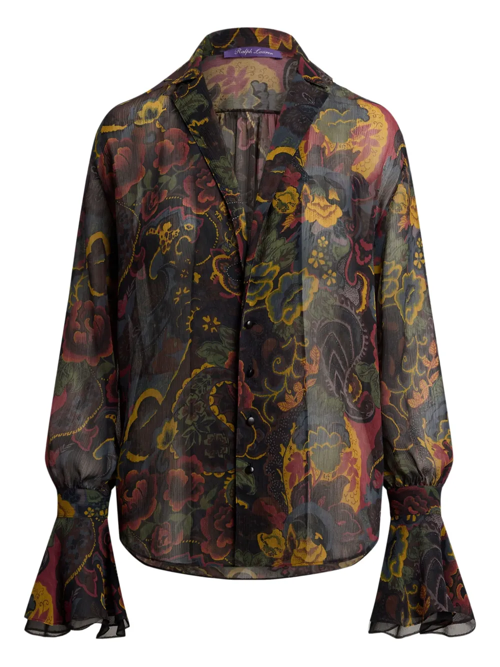 Ralph Lauren Collection フローラル ベルスリーブ シルクブラウス - 001 MULTI Ralph Lauren Collection フローラル ベルスリーブ シルクブラウス - 001 MULTI