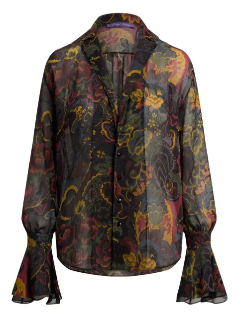 Ralph Lauren Collection floral-print bell-sleeve silk blouse