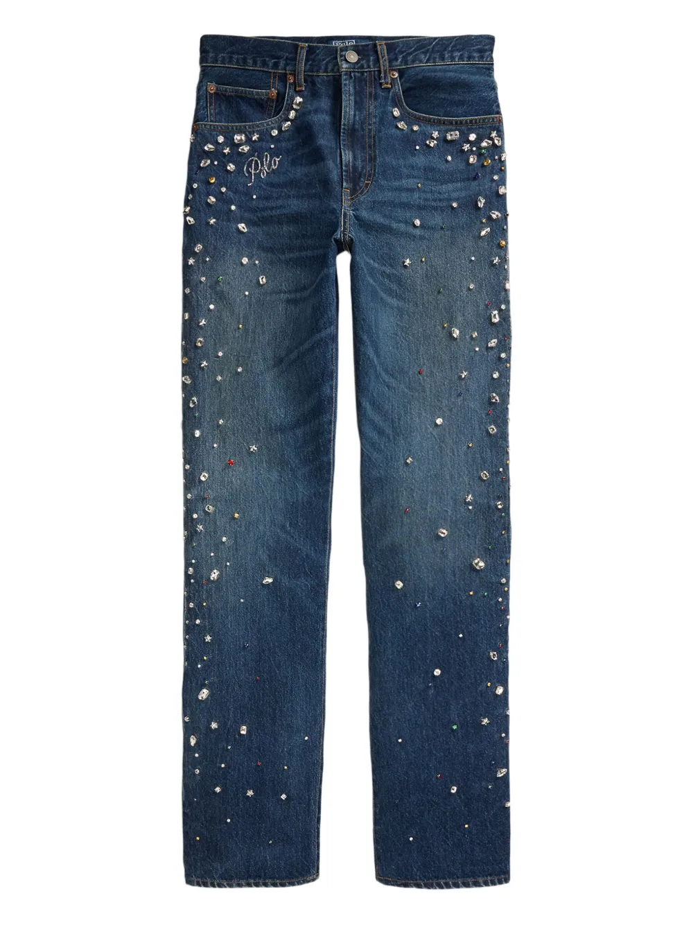 Polo Ralph Lauren Crystal-embellished Jeans In Blue