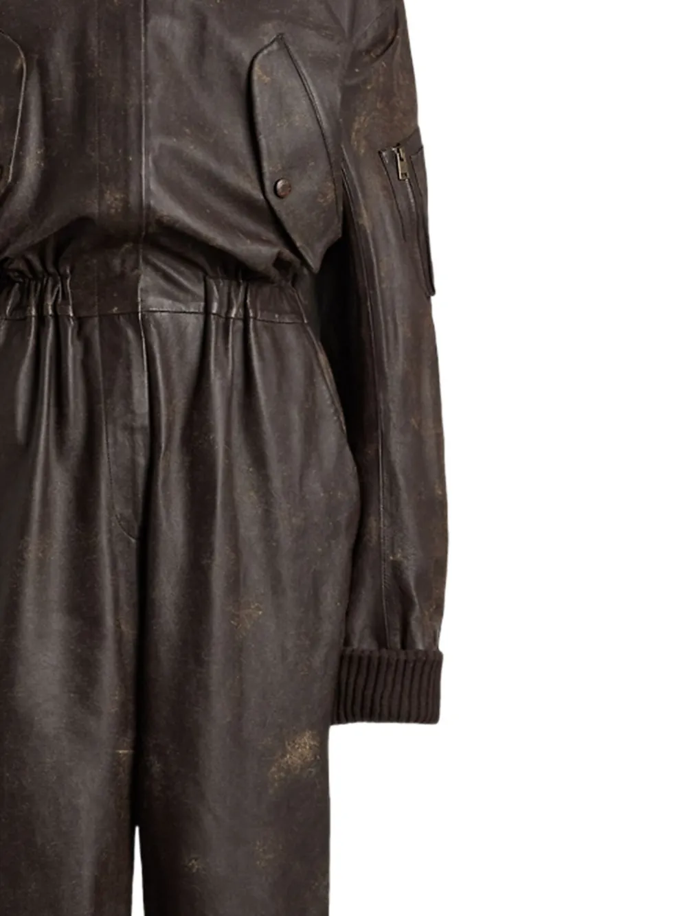 Ralph Lauren Collection Leren jumpsuit met hoge hals - Bruin