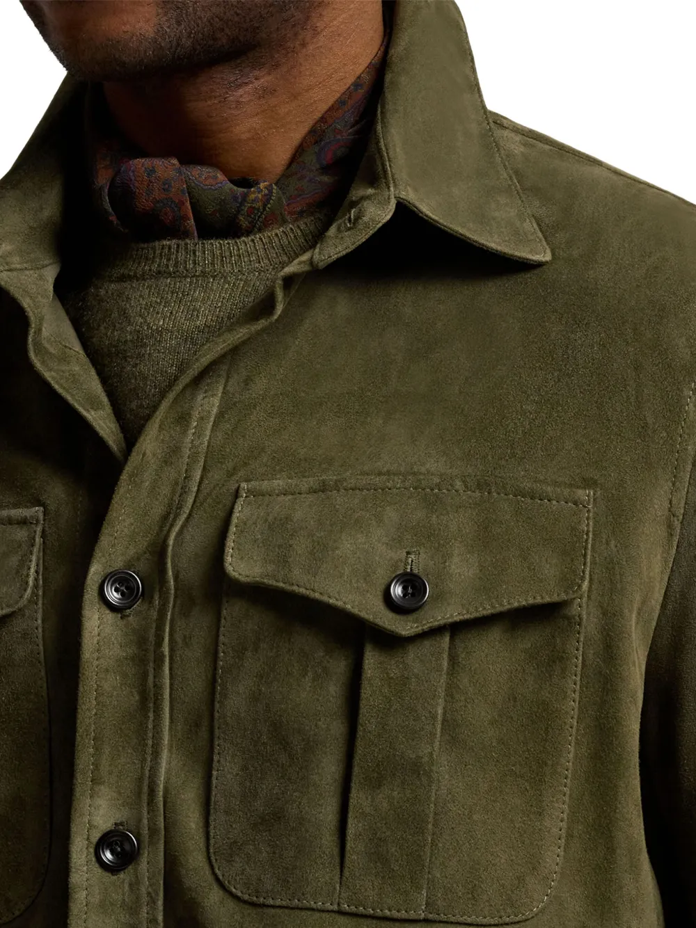 Ralph Lauren Button-fastening Suede Shirt Jacket In Green