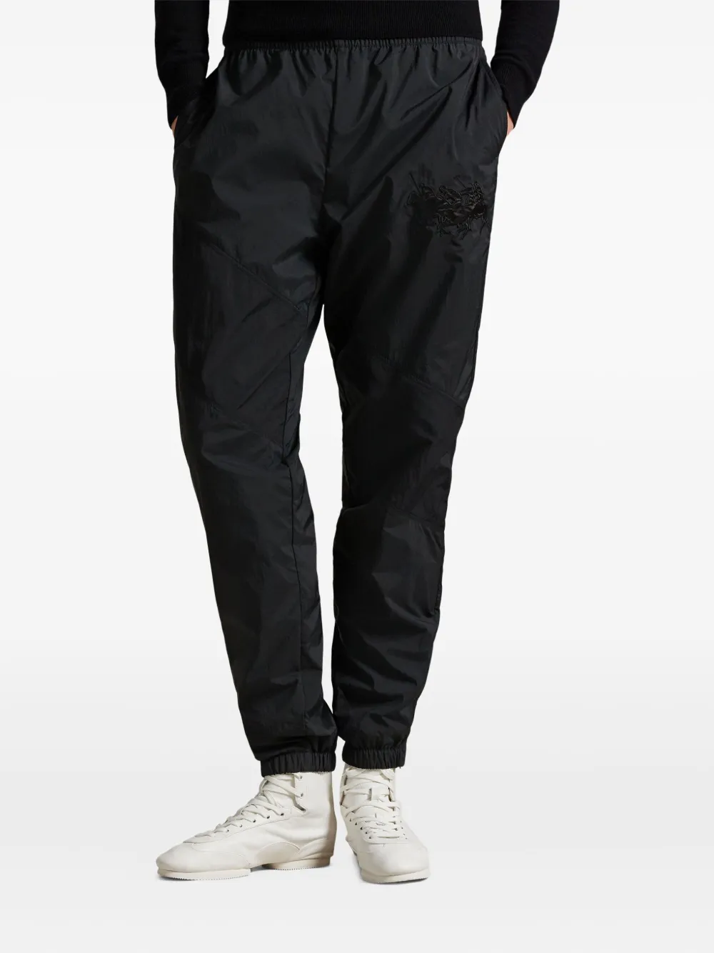 Polo Ralph Lauren Panelled Embroidered Trousers In Black